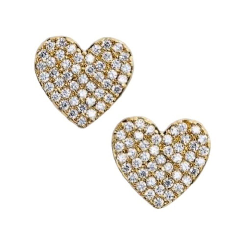 KATE SPADE • Gold Yours Truly Crystal Heart Earrings